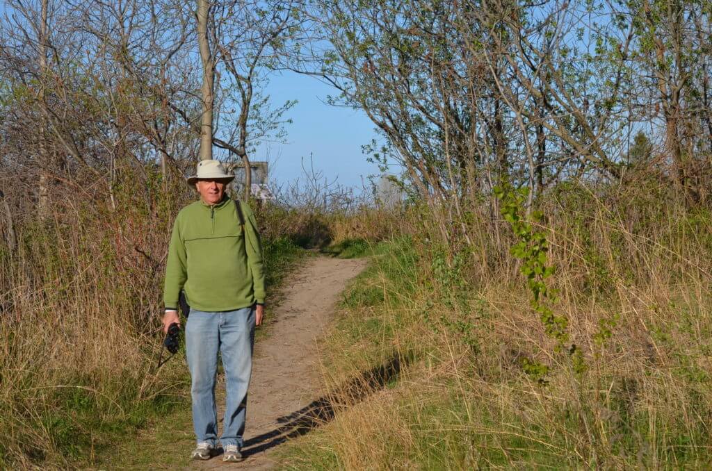 bob on a trail, the old cut, long point, ontario