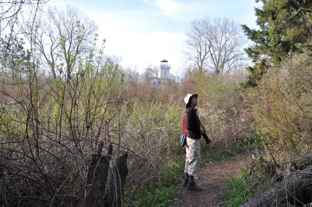 jean in lighthouse woods, the old cut, long point, ontario
