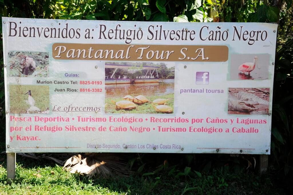 sign for cano negro wildlife refuge, costa rica