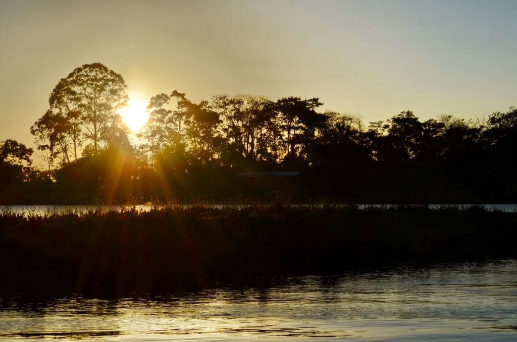 sunset on cano negro lake, cano negro wildlife refuge, costa rica