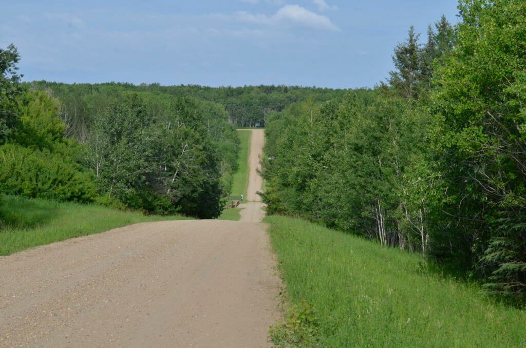 image of a gravel road near Prince Albert National Park West Gate, Sasaktchewan