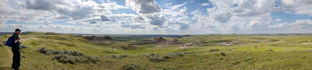 Image of bob overlooking the badlands along the valley of 1000 devils route, grasslands national park east block, saskatchewan