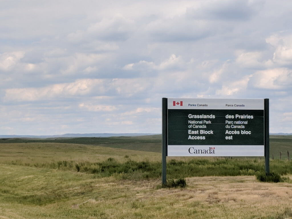 Image of the grasslands national park east block sign, saskatchewan, canada