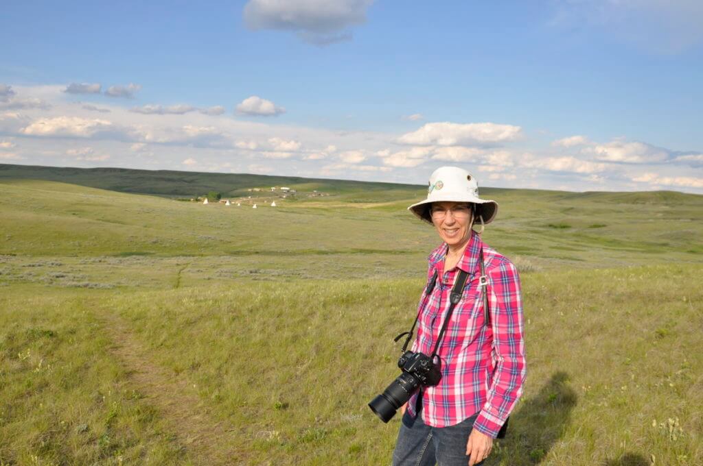 Image of jean hiking the valley of 1000 devils route, grasslands national park east block, saskatchewan