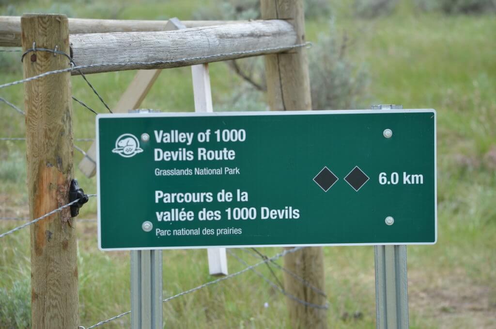 Image of the valley of 1000 devils route sign, grasslands national park east block, saskatchewan