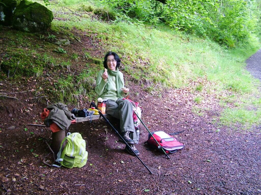 jean having a picnic, glenariff forest park, northern ireland