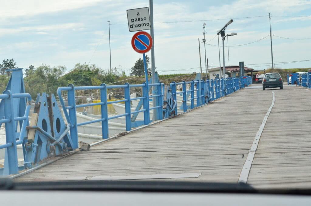the pontoon of santa giulia, floating bridge, parco regionale veneto del delta del po, po river delta, italy