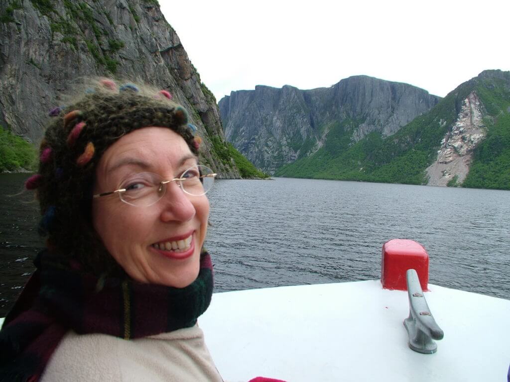 jean on tour boat, western brook pond, gros morne national park, newfoundland, canada
