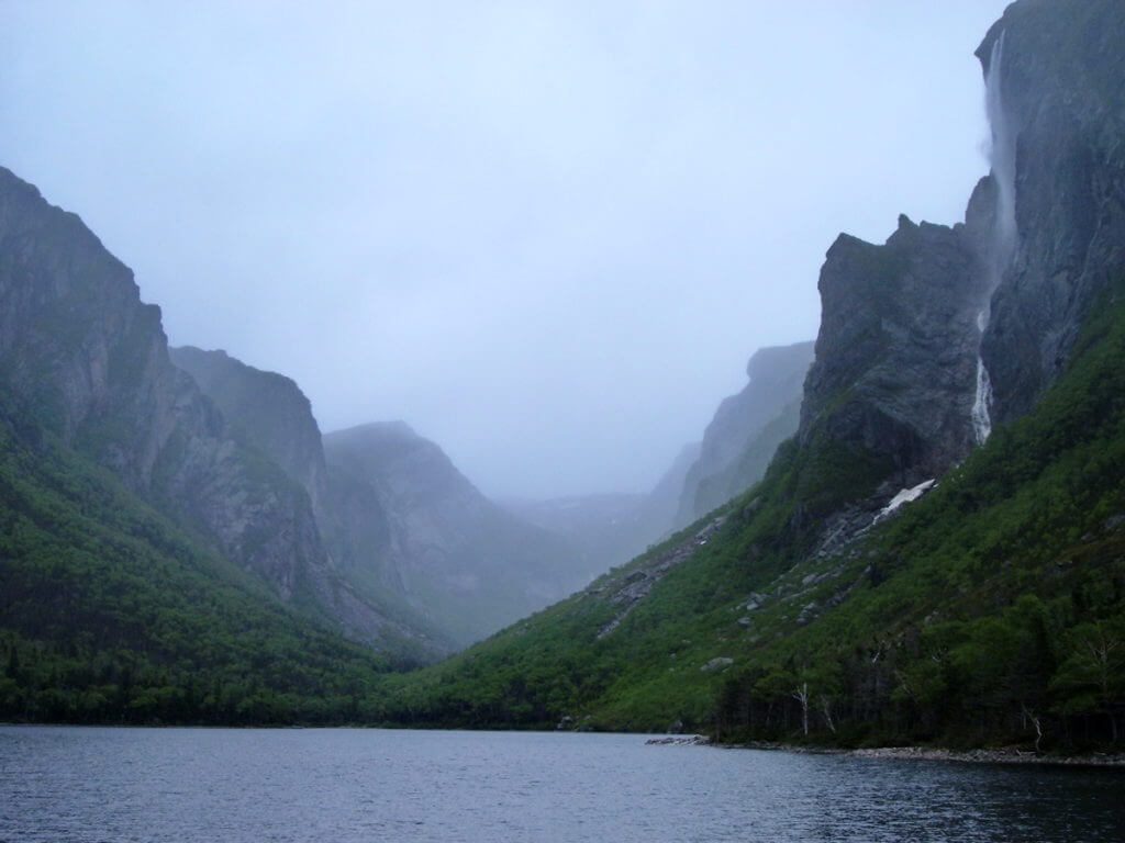 pissing mare falls, western brook pond, gros morne national park, newfoundland, canada