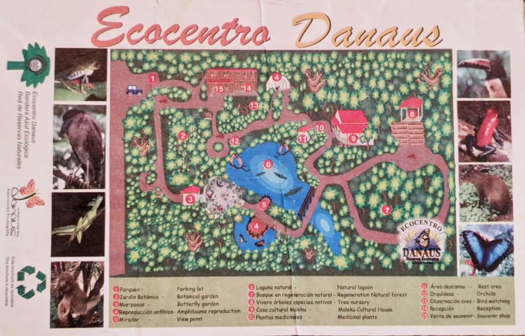 ecocentro danaus trail map, la fortuna, costa rica