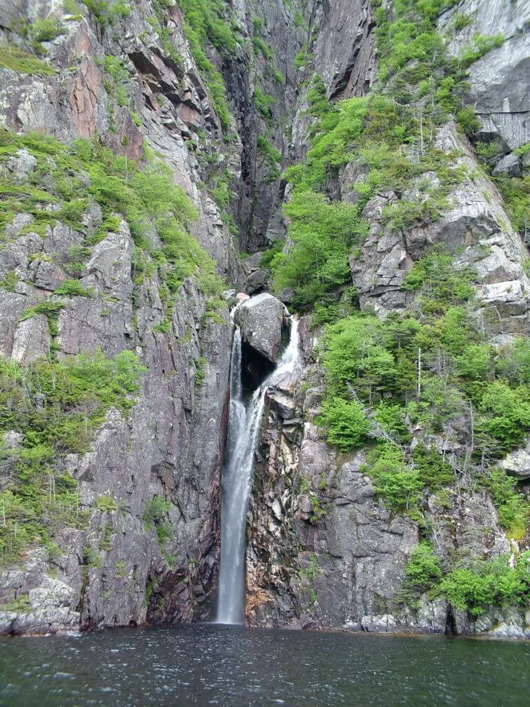 waterfalls, western brook pond, gros morne national park, newfoundland, canada