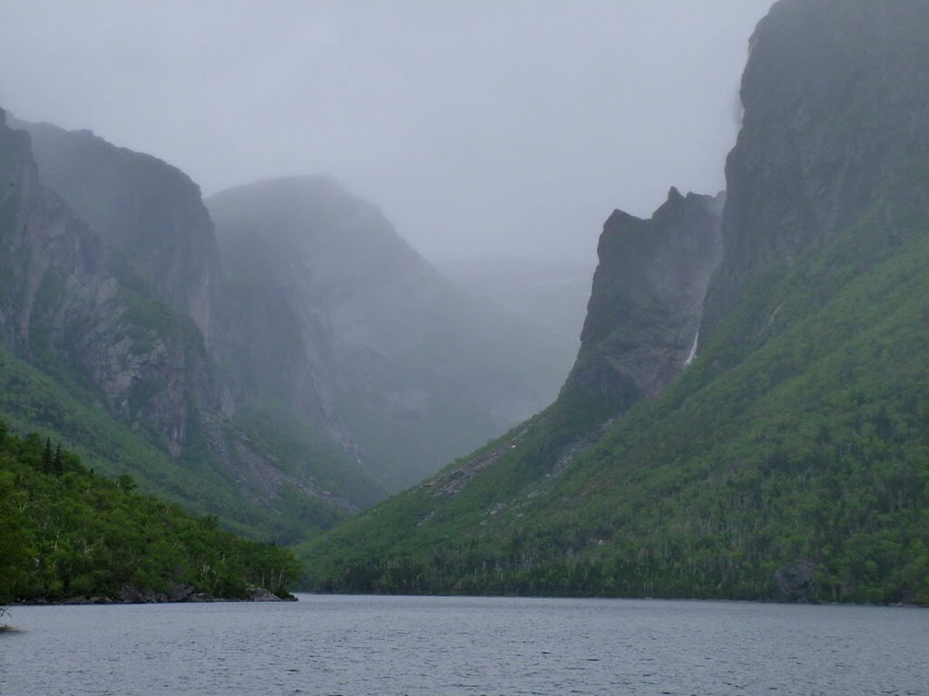foggy western brook pond, gros morne national park, newfoundland, canada