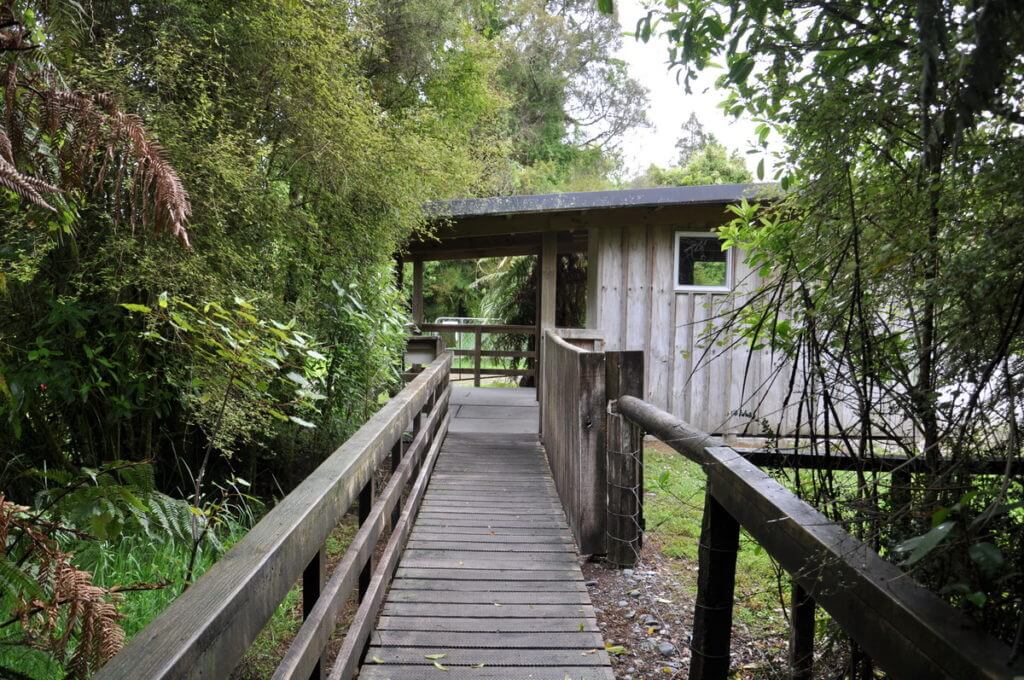 staging building, white heron sanctuary, south island, new zealand