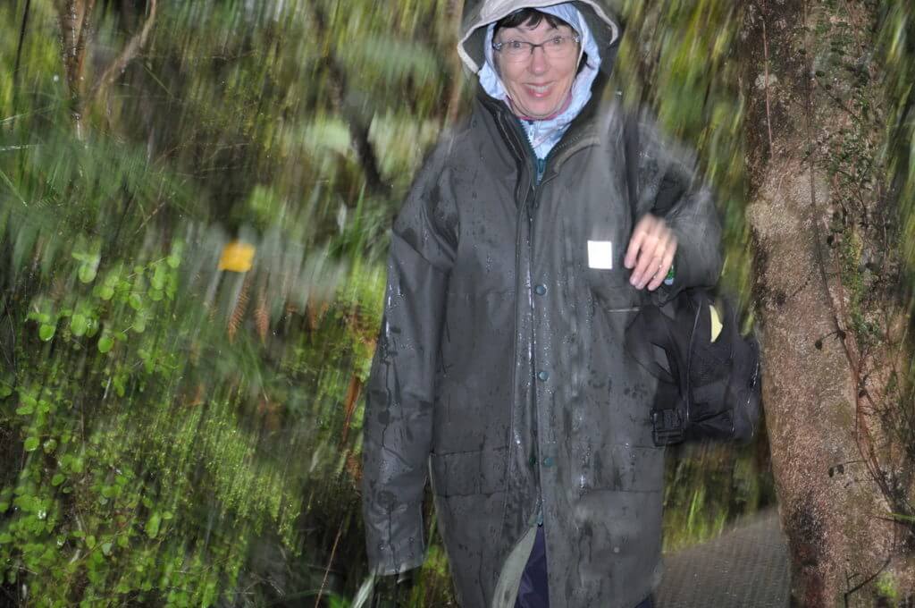 jean in the rainforest, white heron sanctuary, south island, new zealand