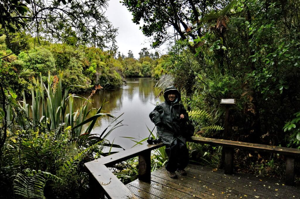 jean at lookout over waitangiroto stream, south island, new zealand