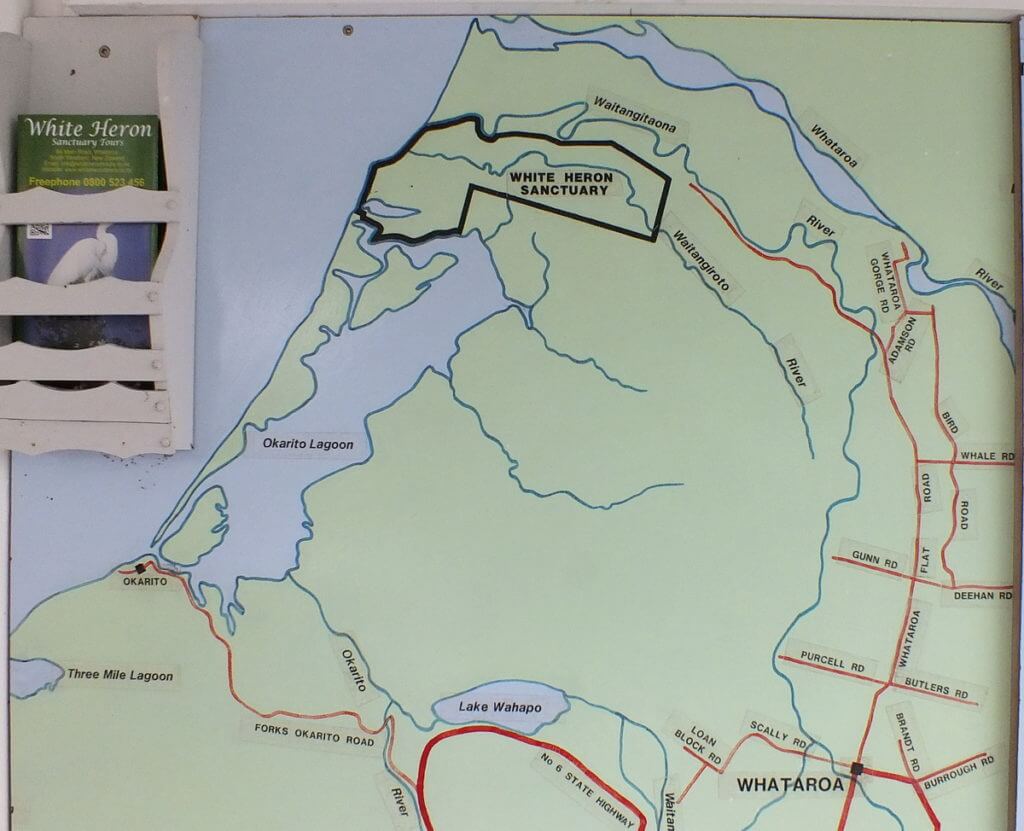 map of white heron sanctuary, south island, new zealand