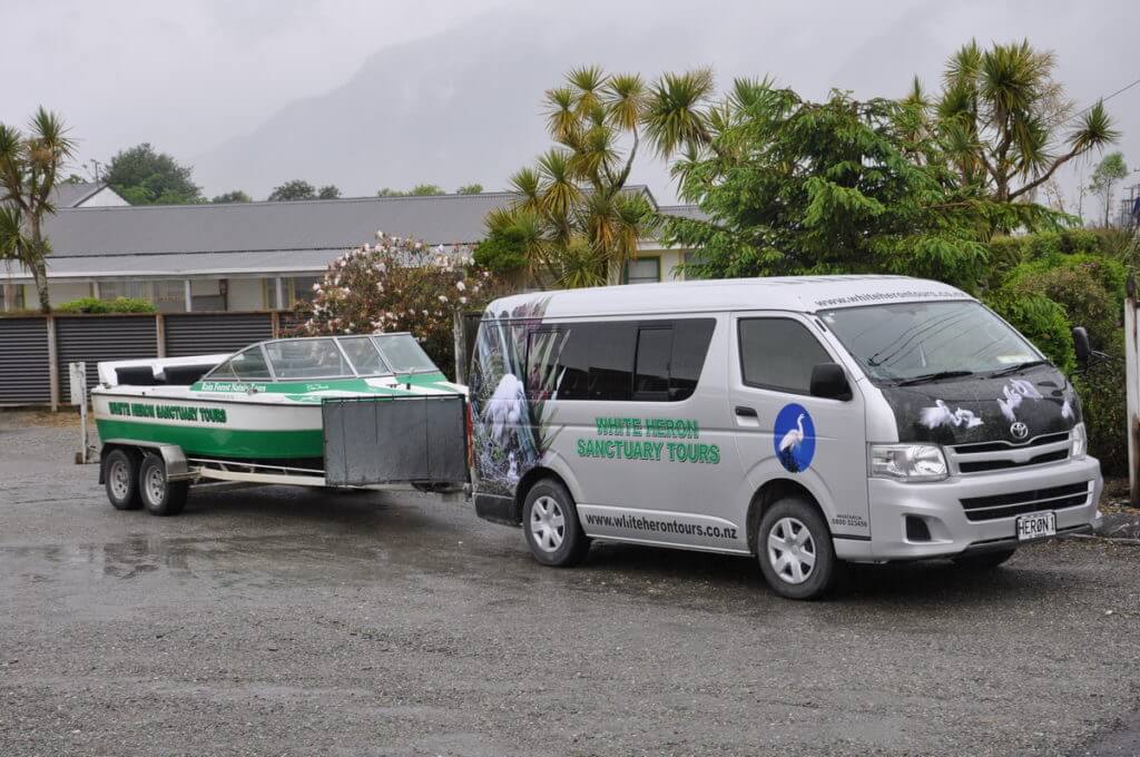 white heron sanctuary tours van, whataroa, south island, new zealand