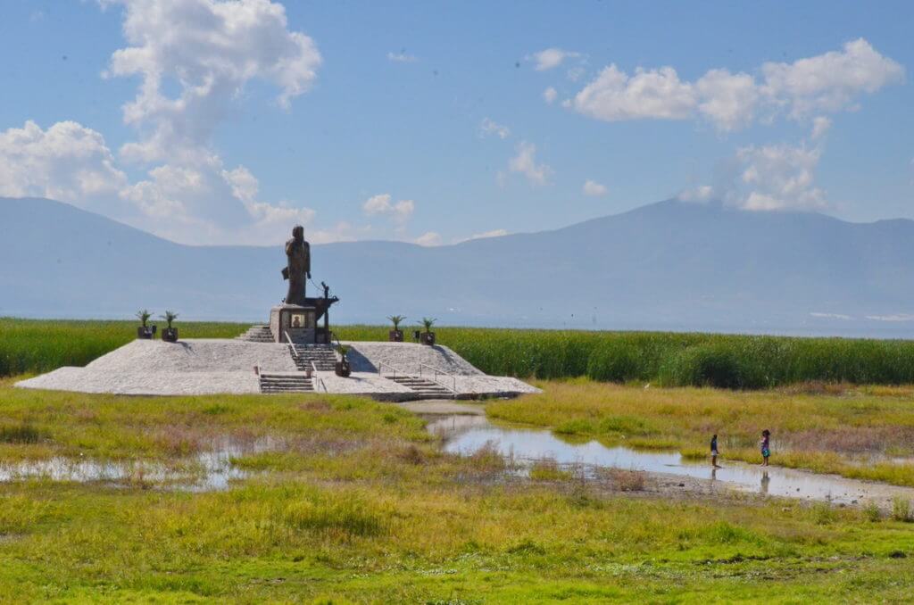 statue jesus pescador, lake chapala, mexico