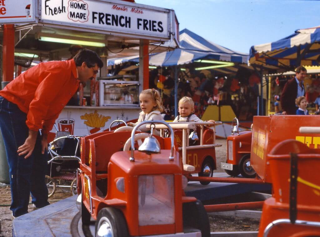 bob with his children, markham fair, 1983