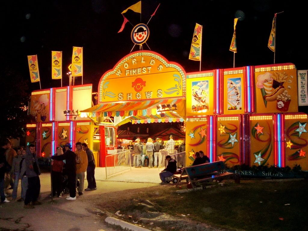 midway ride at nighttime, markham fair, markham, ontario, 2005