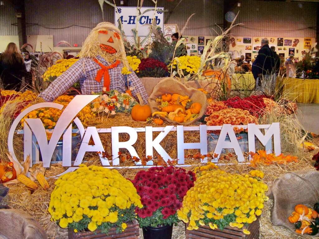 produce display in the general exhibits building, markham fair, markham, ontario, 2008