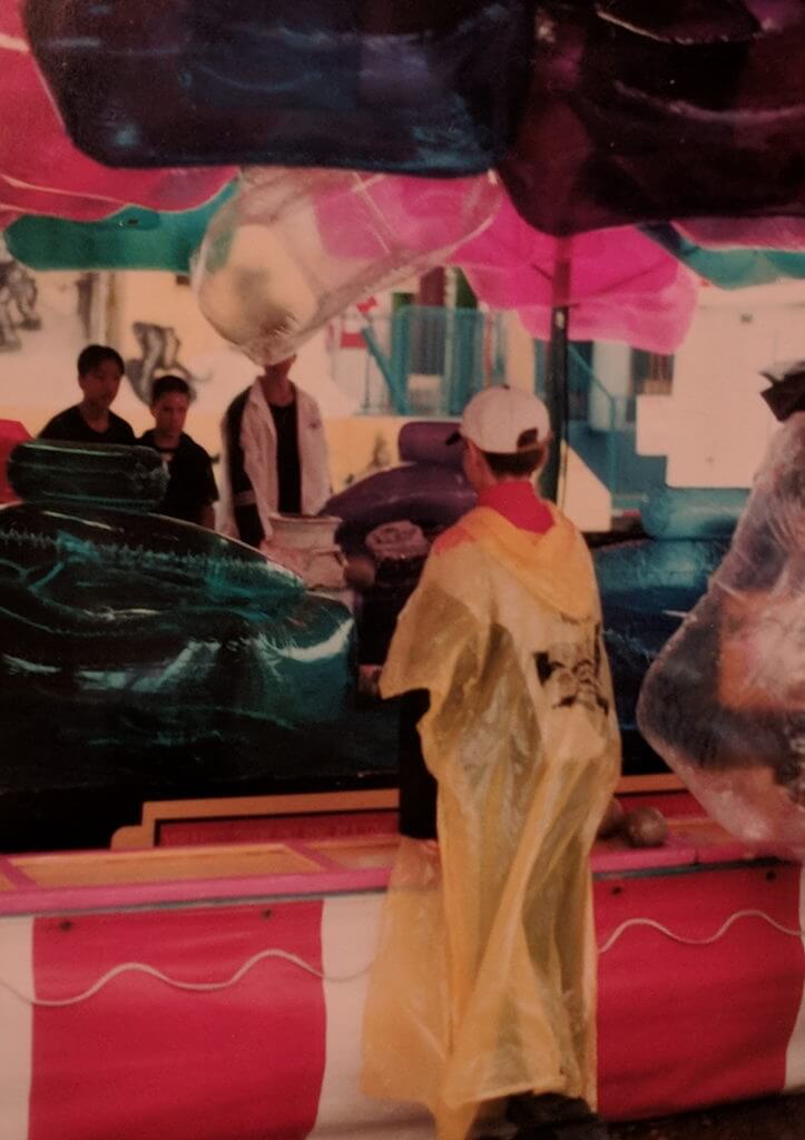 tossing coins at markham fair, late 1980s