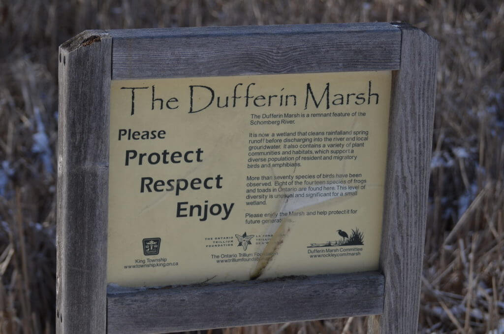 dufferin marsh sign, schomberg, ontario