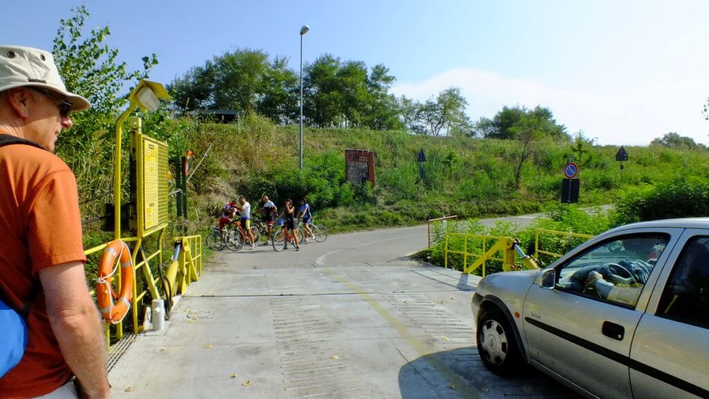 ferry landing, reno river, sant'alberto, italy