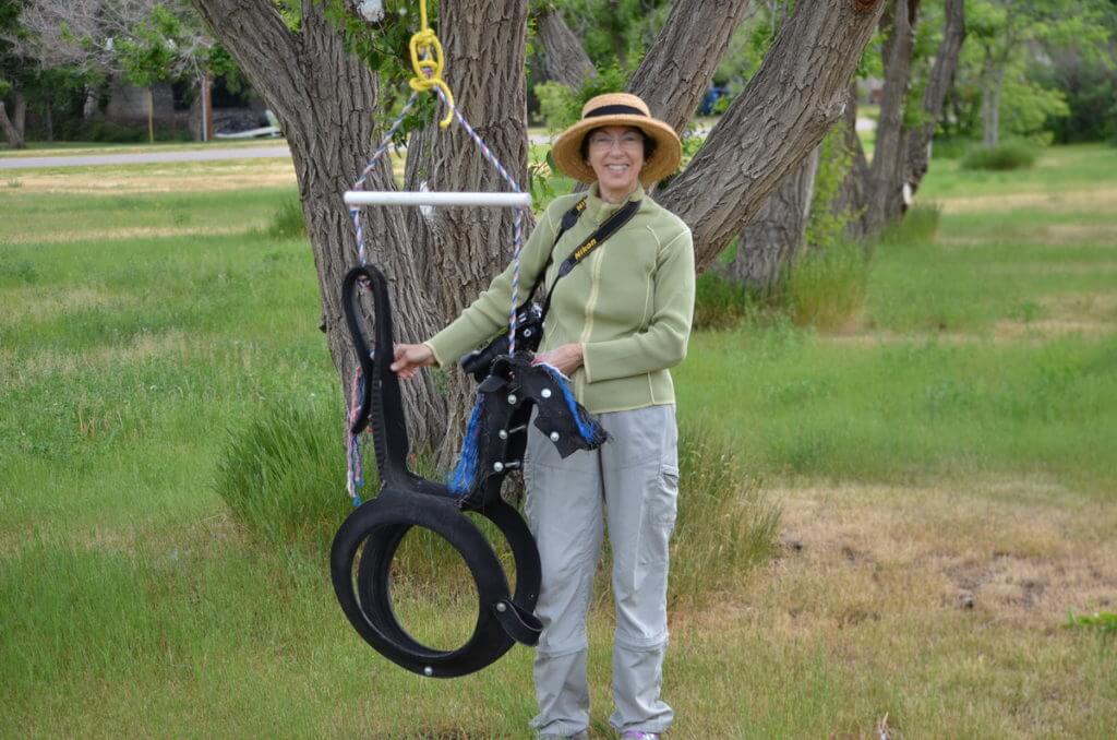 jean at a playground, val marie, saskatchewan, near Grasslands National Park 