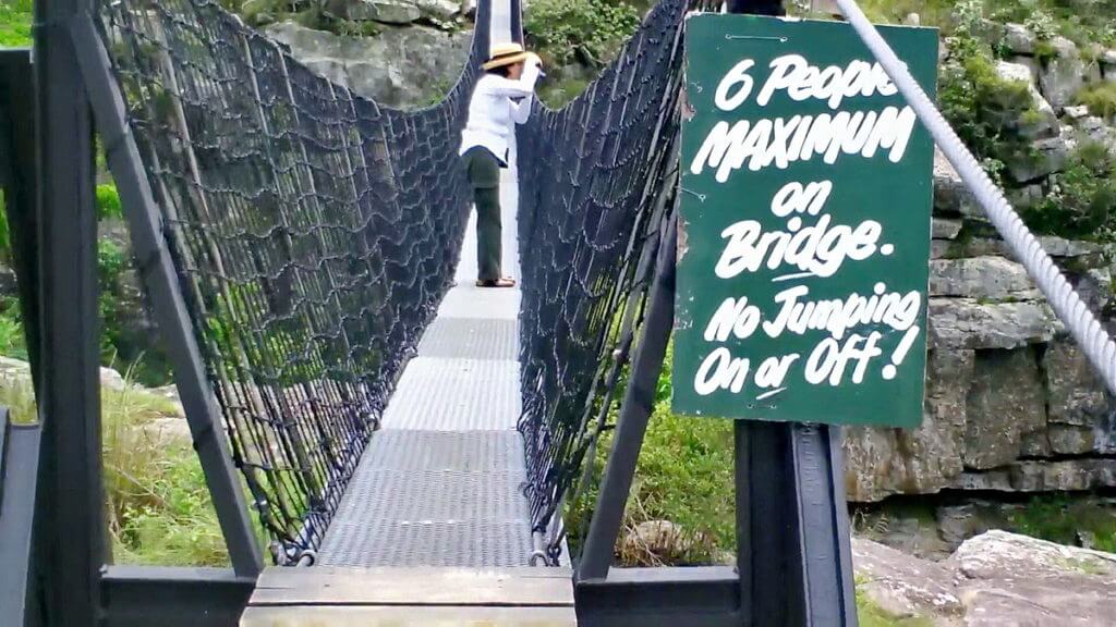 jean on the suspension bridge at oribi gorge, south africa