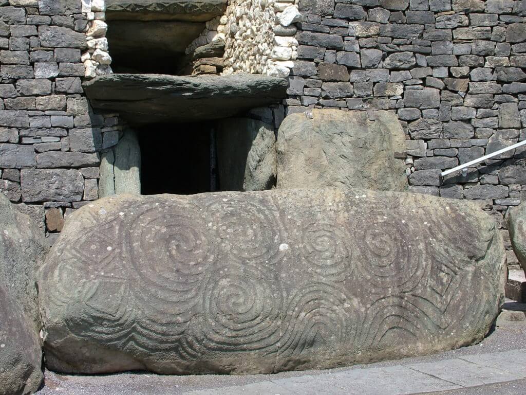 the roof box and entrance kerbstone, newgrange, county meath, ireland