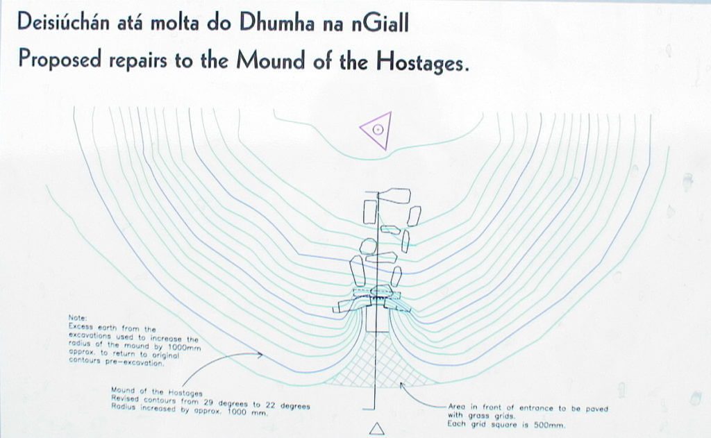 sketch of the interior of the mound of the hostages, the hill of tara, county meath, ireland
