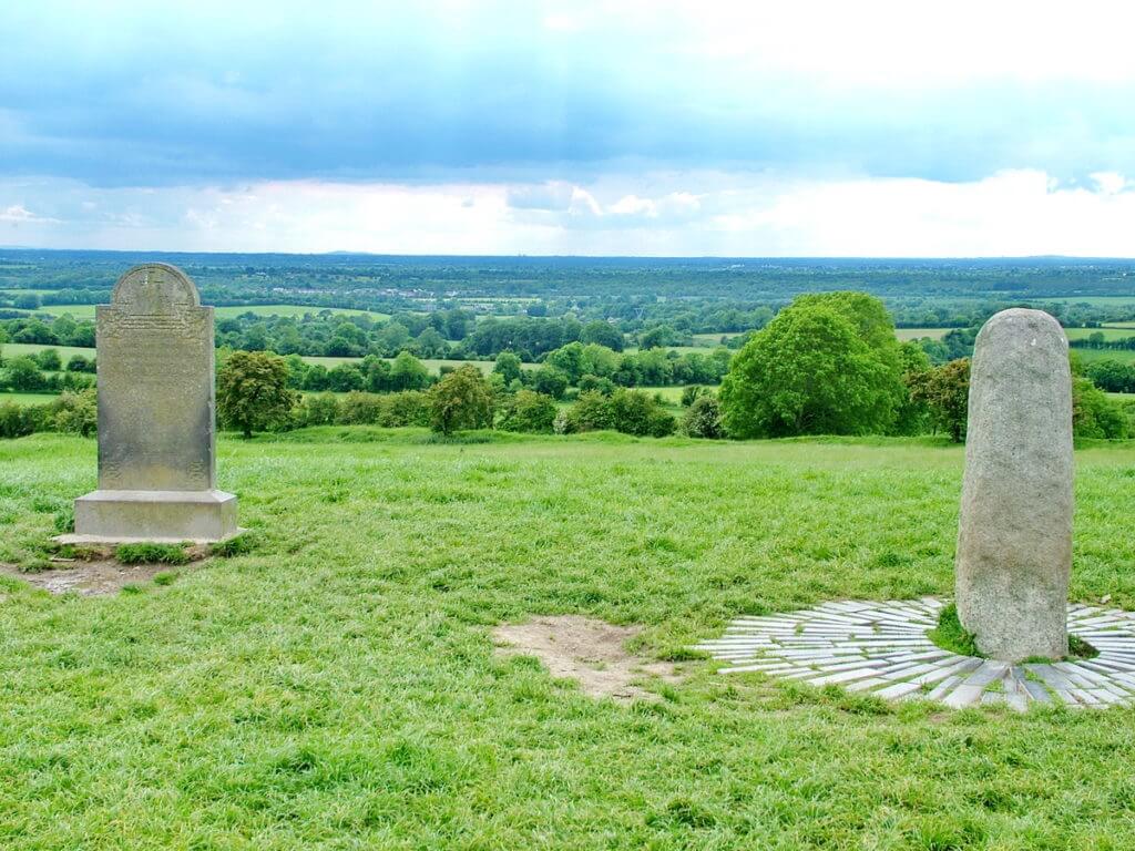gravestone beside the stone of destiny, the hill of tara, county meath, ireland
