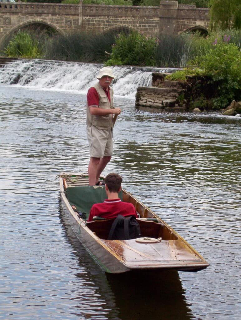 a punt at batheaston, bathampton toll bridge, avon river, bath, england