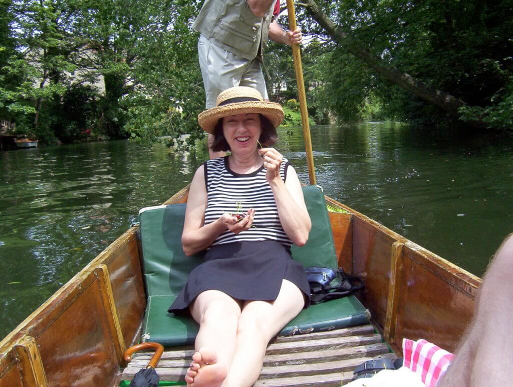 jean in a punt, avon river, bath, england