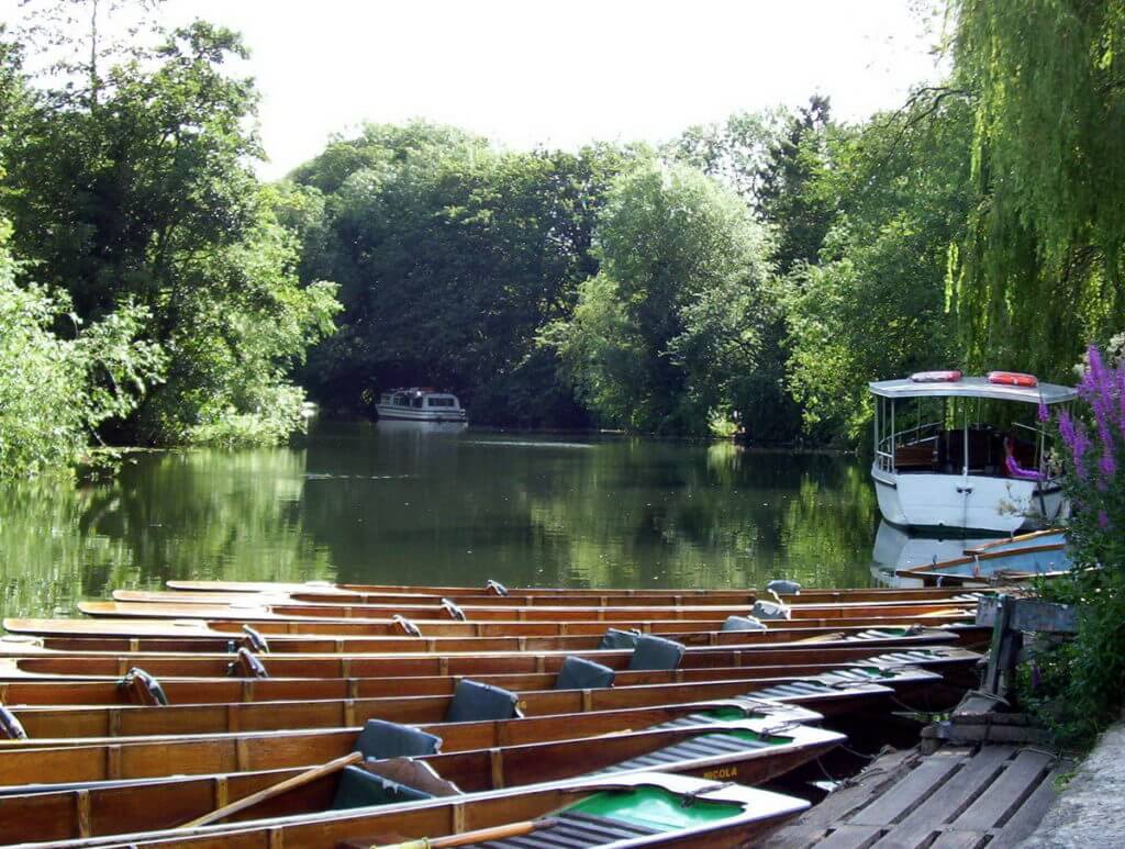 punts at the bath boating station, avon river, bath, england