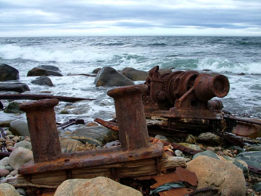 the wreck of the s.s. ethie, martin's point, newfoundland, canada