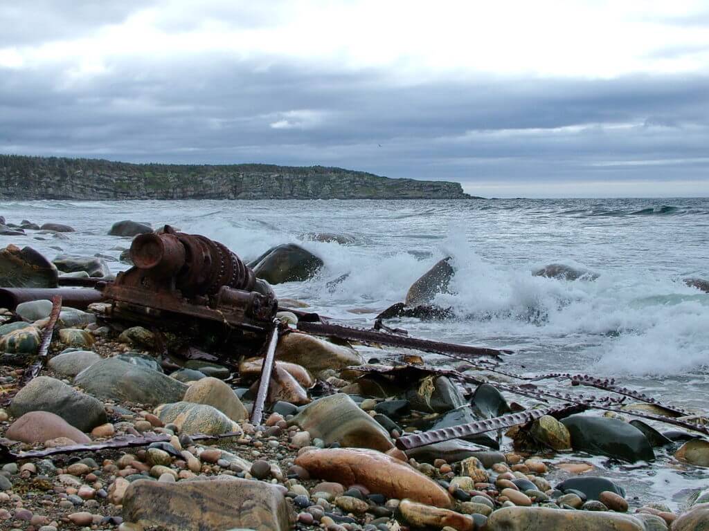 the wreck of the s.s. ethie, martin's point, newfoundland, canada