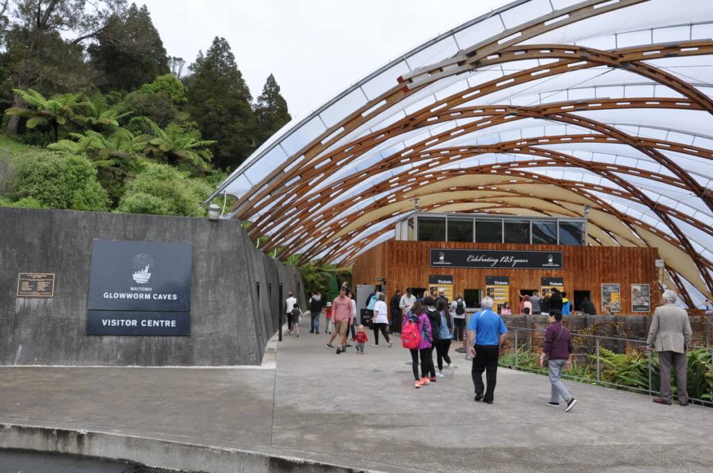 entrance to waitomo glowworm caves, north island, new zealand
