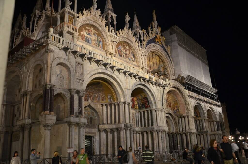 basilica san marco at night, venice, italy