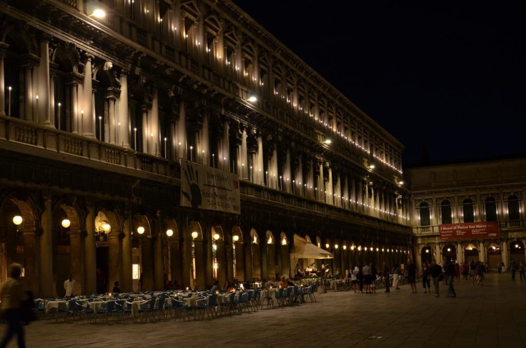 piazza san marco at nighttime, venice, italy