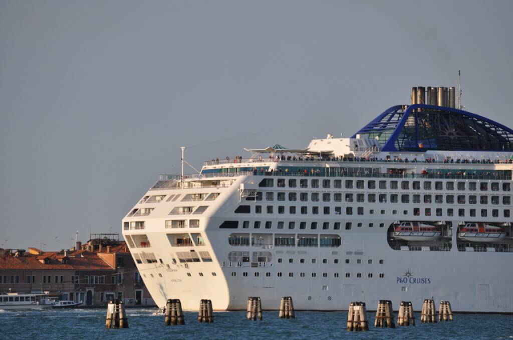 a cruise ship, giudecca canal, venice, italy