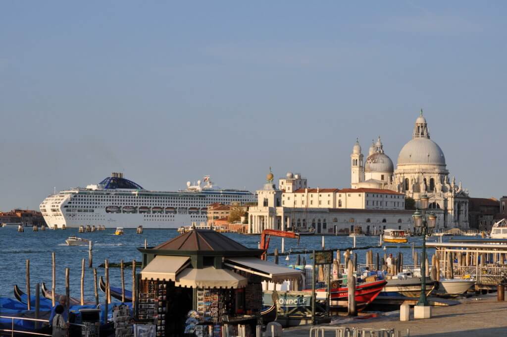a cruise ship, giudecca canal, venice, italy