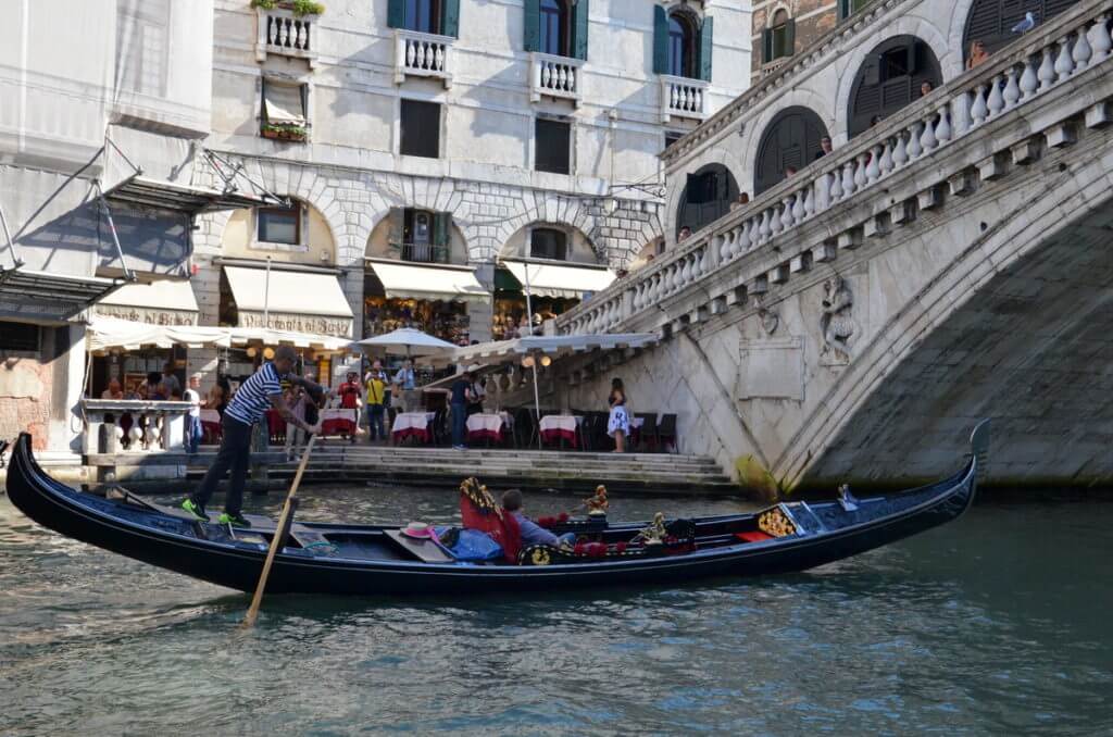 a gondola, grand canal, venice, italy