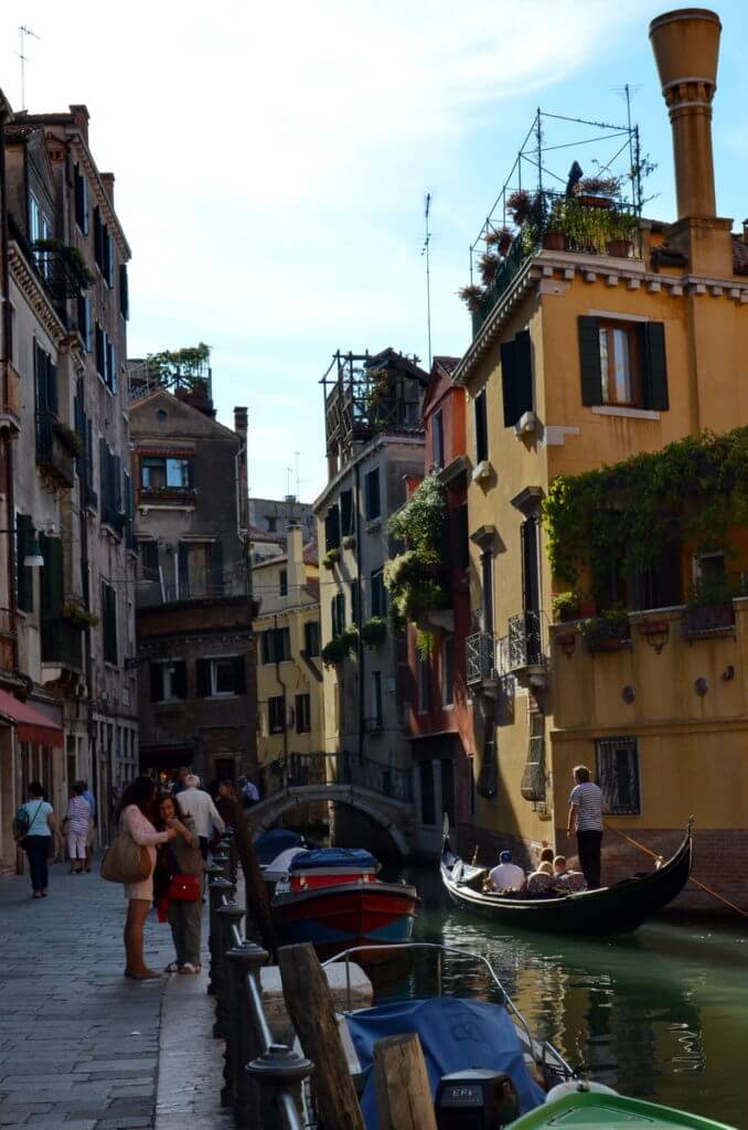 boats on a side canal, venice, italy
