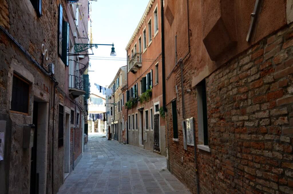quiet alley, venice, italy