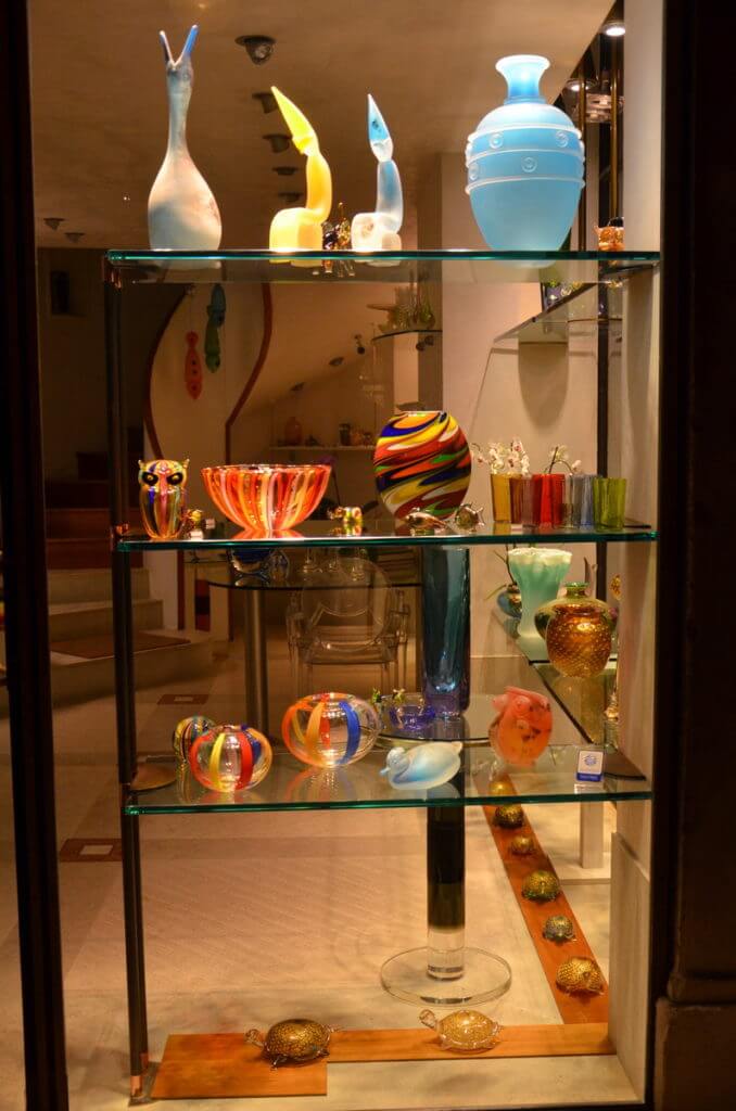murano glass display, venice, italy