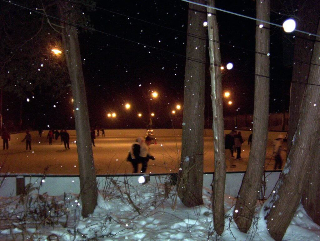 cedarena skating rink at night, 2003, cedar grove, markham, ontario