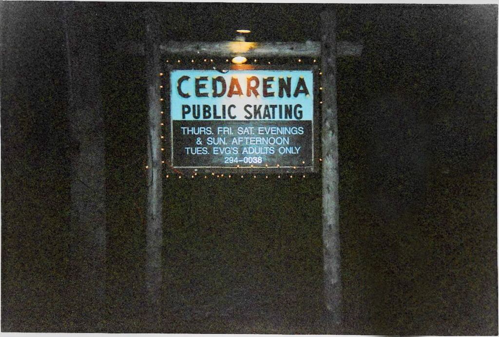 cedarena skating rink's roadside sign, cedar grove, markham, ontario