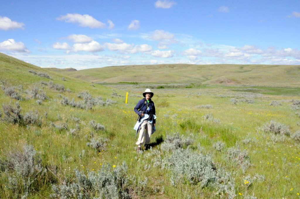 Image of jean hiking on the timbergulch trail in grasslands national park, saskatchewan